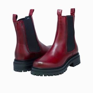 Miz Mooz platform burgundy Chelsea boots